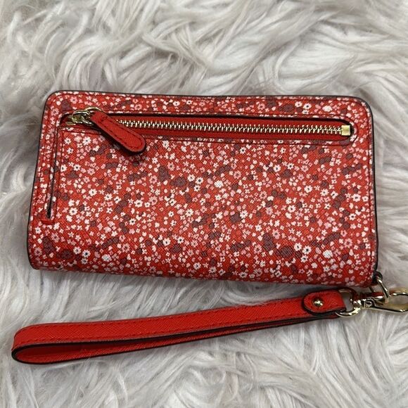 MICHAEL Kors Red Floral Wristlet Phone Tech Case - Picture 6 of 16